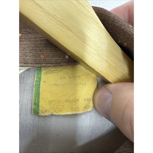 Vintage Charisma Townline 70s Disco Men M 15.5 Brown Groovy Button Shirt - Picture 5 of 6